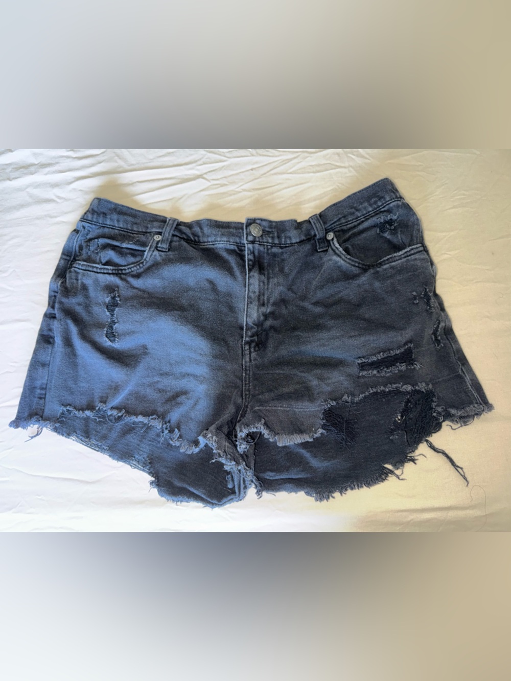 aerie Distressed Black Denim Cutoff Shorts